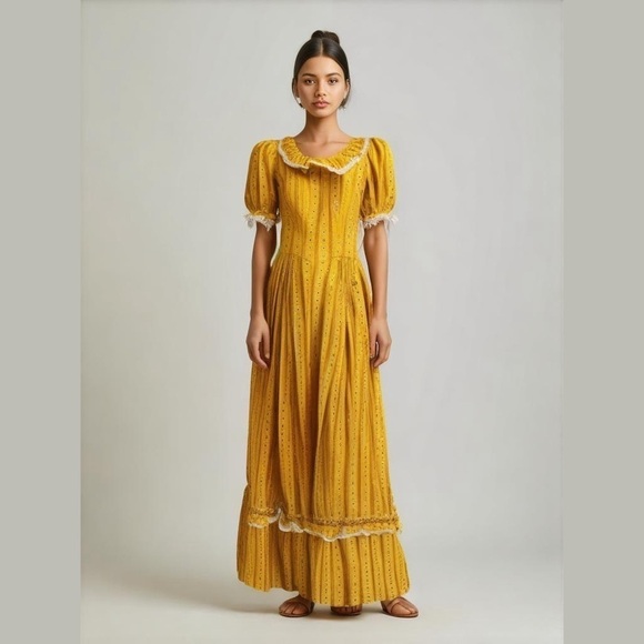 American Vintage Dresses & Skirts - Vintage Floral Peasant Maxi Dress Cottagecore Prairie